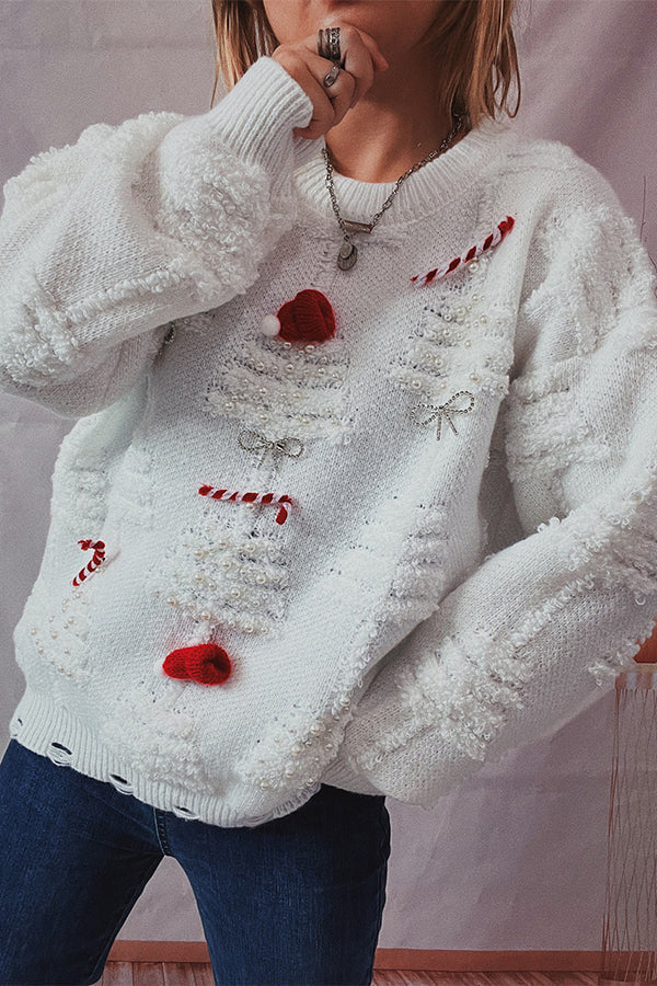 Roter Weihnachtsstrickpullover - Emily