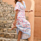 Rosa Boho-Kleid mit Blumendruck - Lea