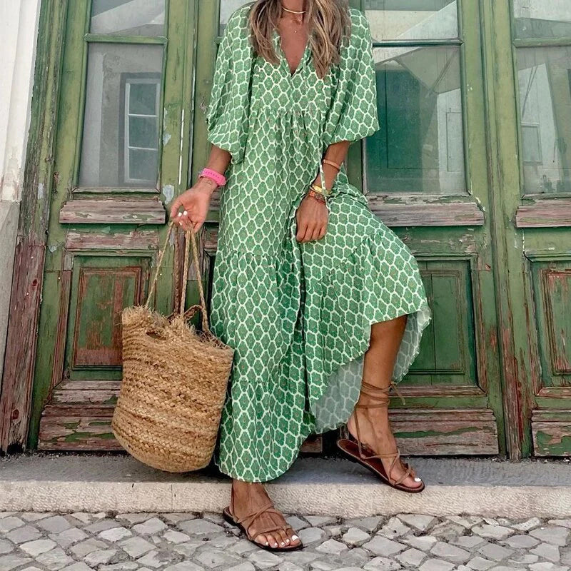 Strandkleid Mit Puffärmeln