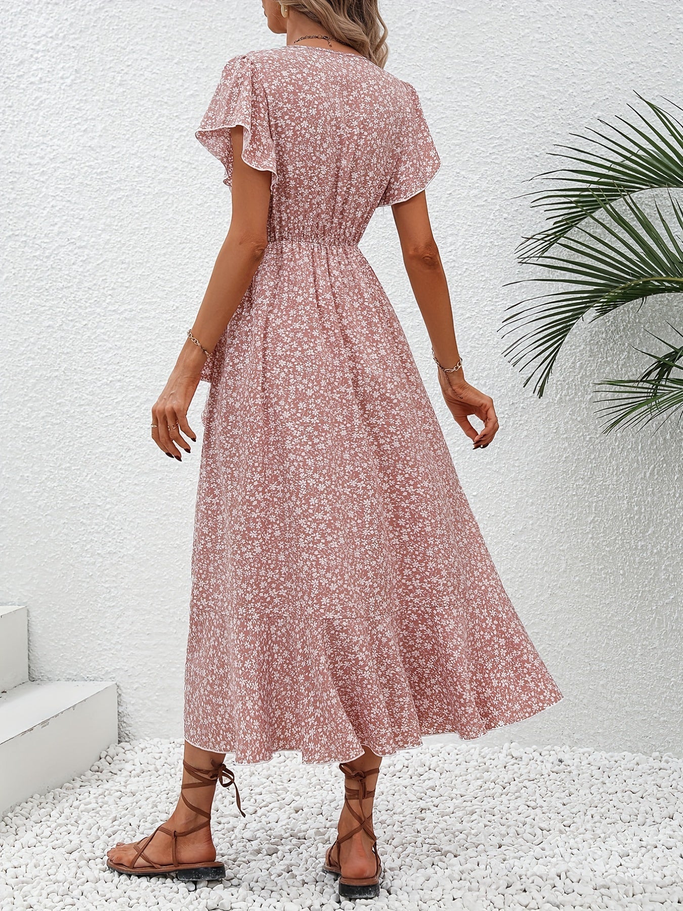 Rosa Wickelkleid Midi - Sophia