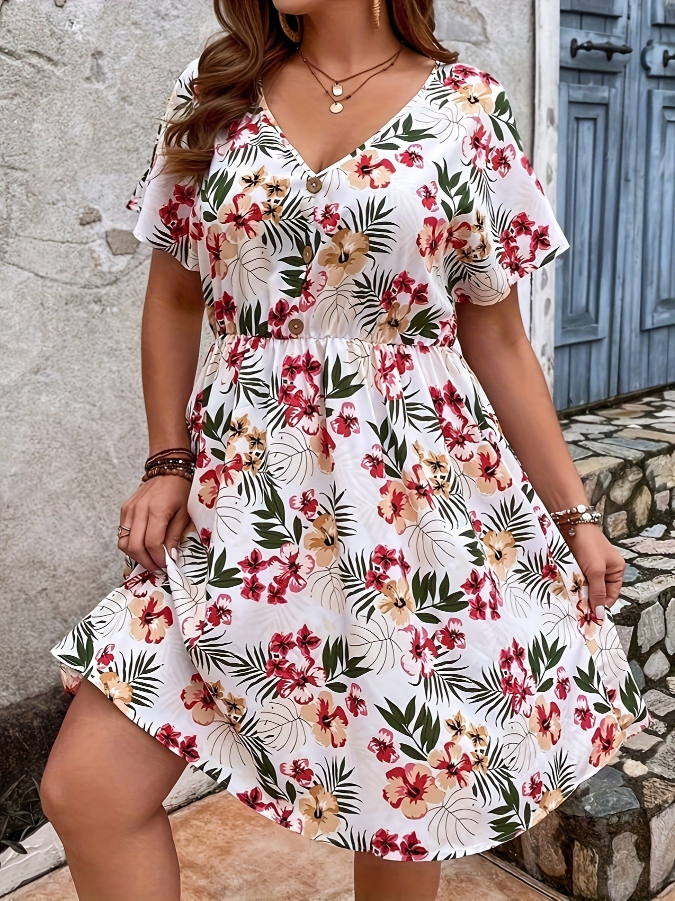 Weißes Florales Sommerkleid - Lara