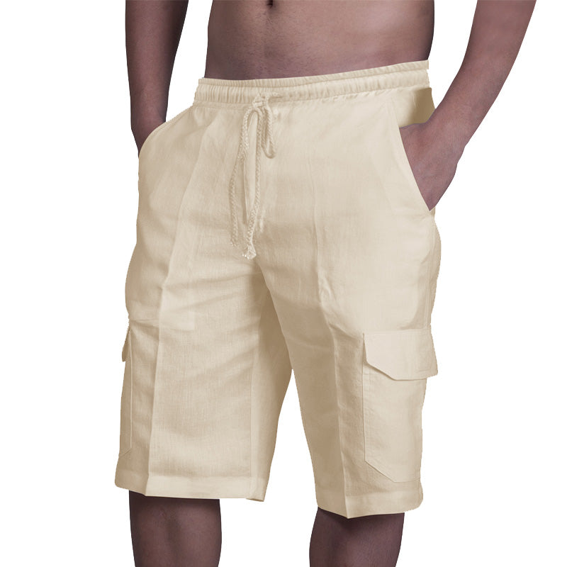 Einfarbige Strandshorts mit Tasche und Kordelzug