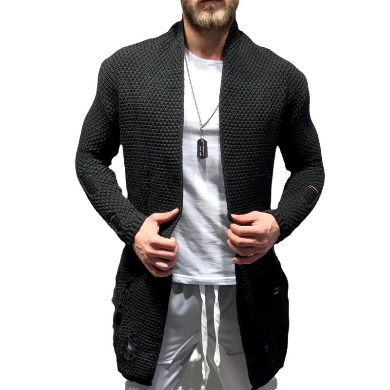 Mittellange Strickjacke mit zerrissenen Ärmeln für Herren