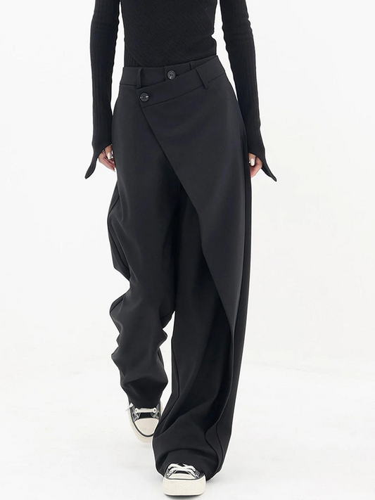 Schwarze Asymmetrische Baggy-Hose - Lina