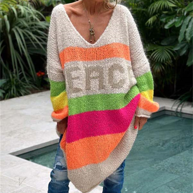 Peace Rainbow Pullover gestrickt