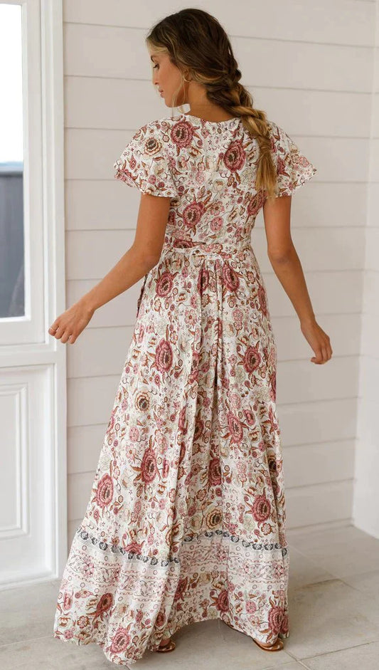 Myah - Langes Maxi Kleid im Vintage Look für den Sommer/Frühling