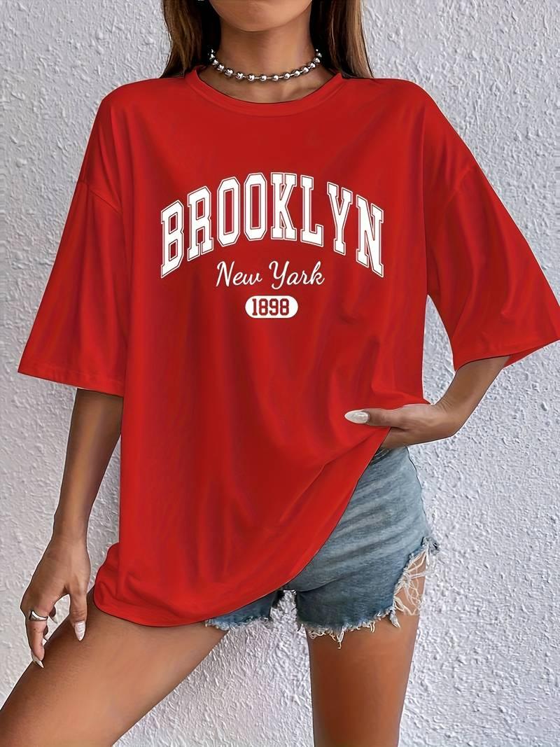 Savannah – stilvolles rundhals-t-shirt mit brooklyn-print