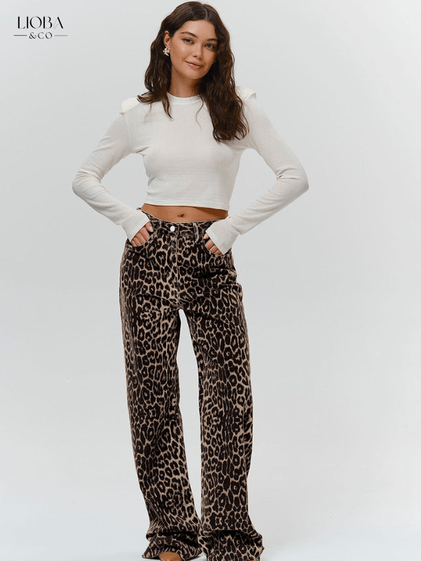 LOLA™ | WIDE LEG JEANS MIT LEO PRINT