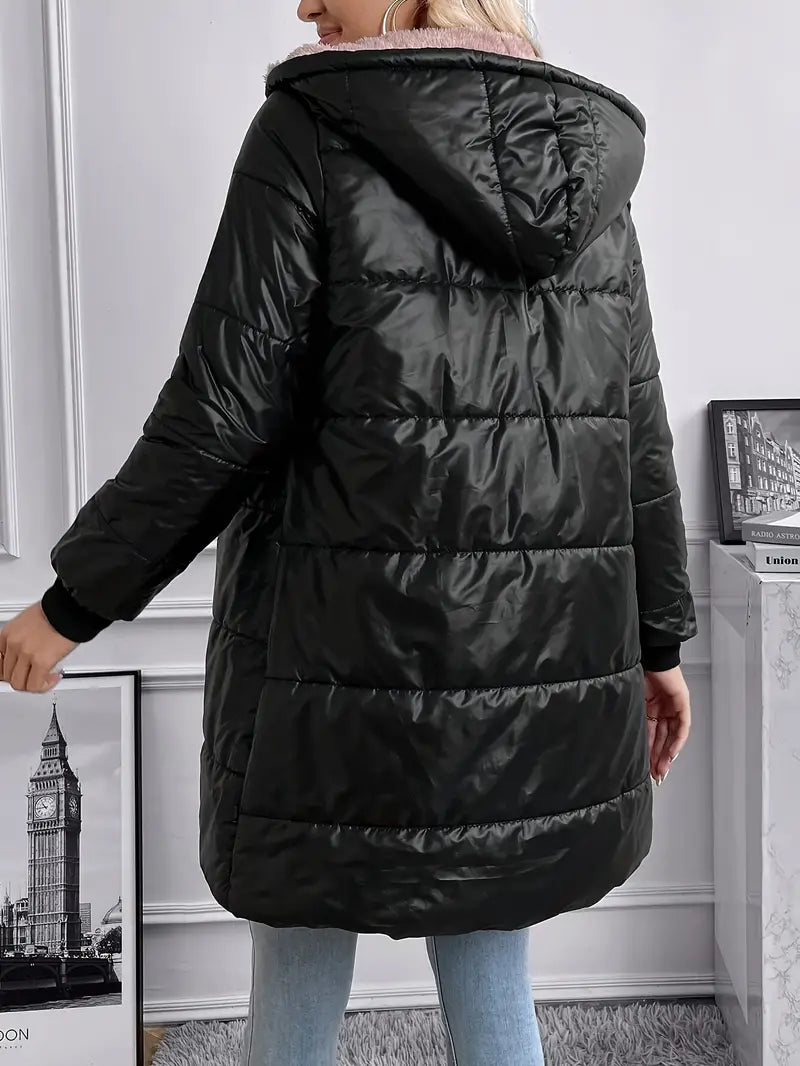 Schwarze Daunenjacke mit Fleecefutter - Nora