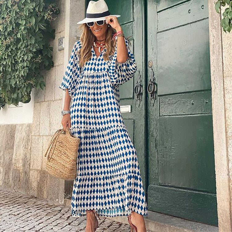 Gabriela - Hochwertiges Maxikleid mit schönem Muster