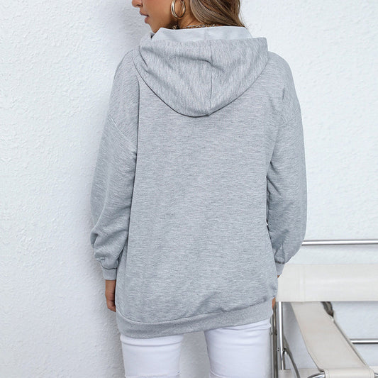 Lässiger Buchstabe-Pullover für Damen mit Kapuze