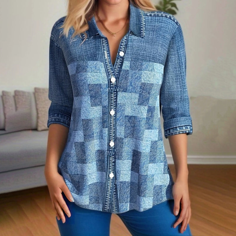 Monica™ Vintage karierte Bluse