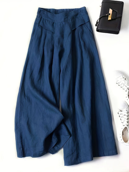 Weite blaue Leinenhose - Clara