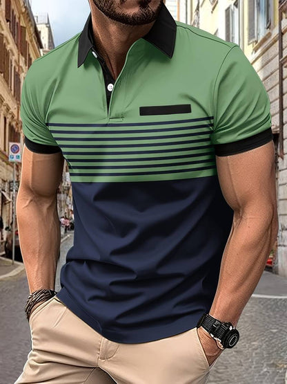 Davide – lässiges kurzarm-streifen-poloshirt für herren