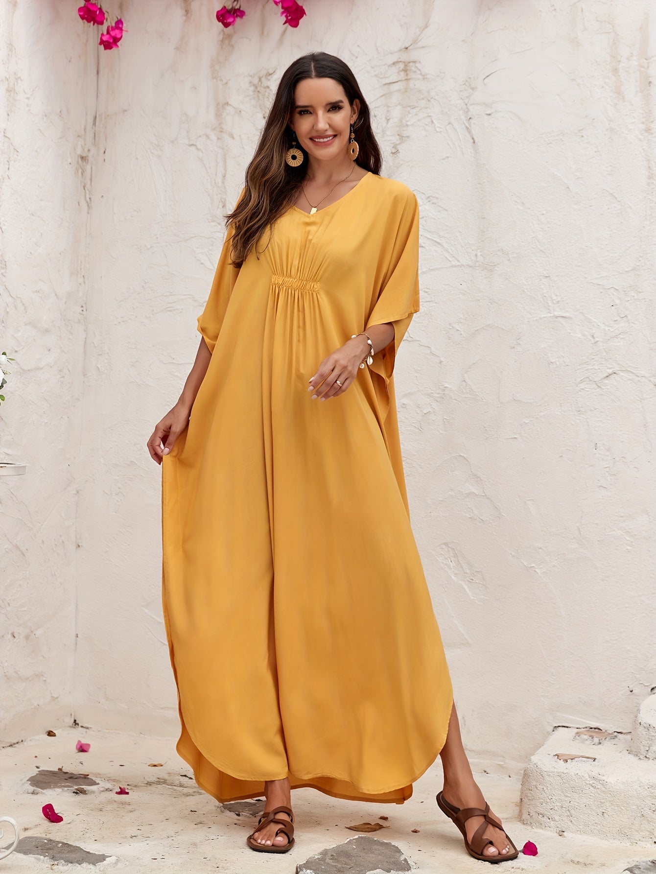 Weißes Maxi-Kaftan Kleid - Emma