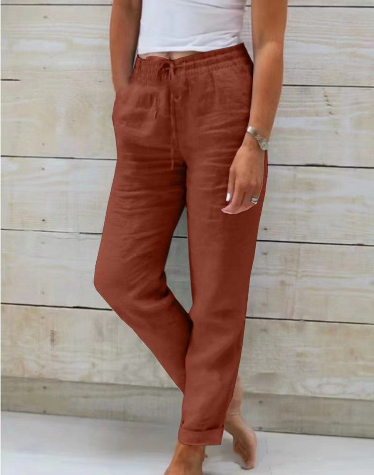 "Relaxed Line Trousers" - Lässige Frauen Leinenhose