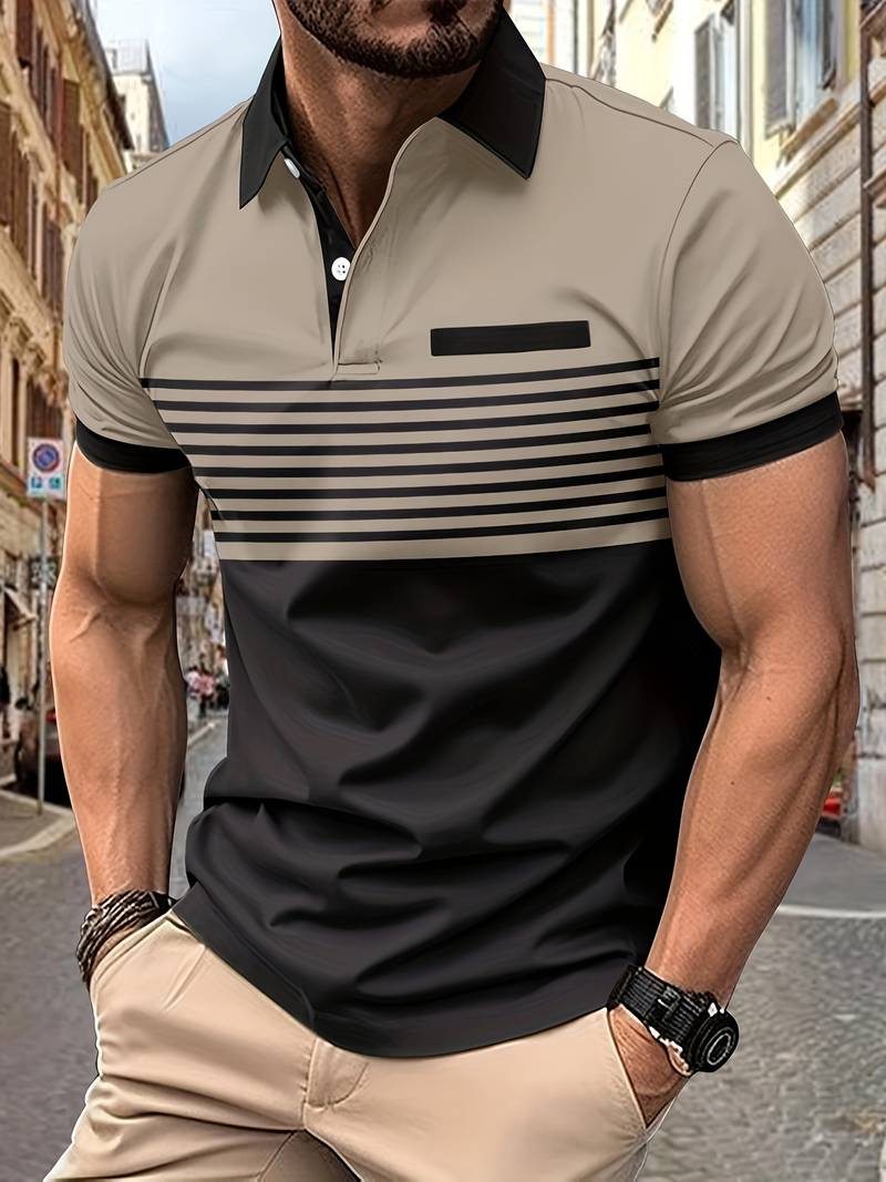 Davide – lässiges kurzarm-streifen-poloshirt für herren