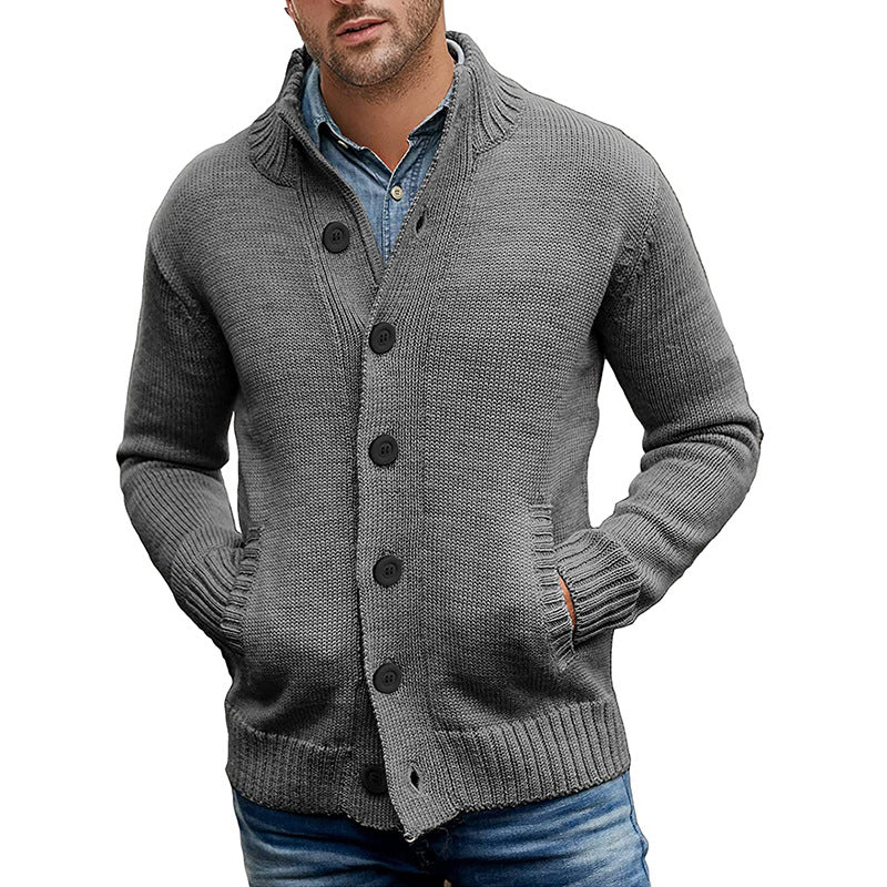 Hervin - Einfarbiger einreihiger Strickpullover