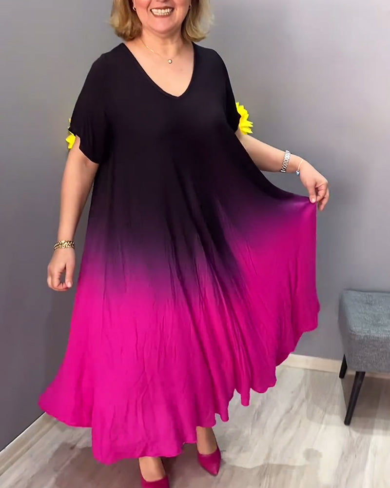 Lässiges, plissiertes Ombre-Kleid