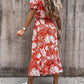 Rotes Leaf Print Midi-Kleid - Mia