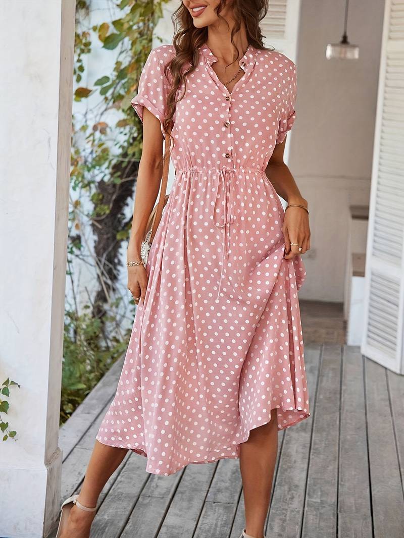 Chloe – a-linien-kleid mit polka-dot-print und v-ausschnitt