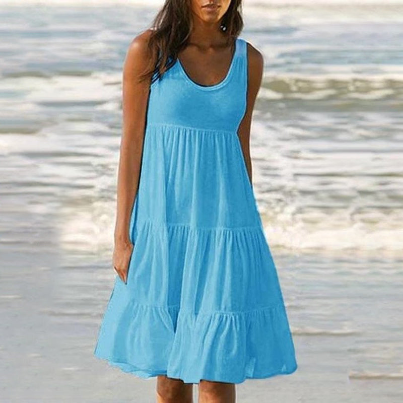 Ärmelloses Strandkleid Mit Rundhalsausschnitt