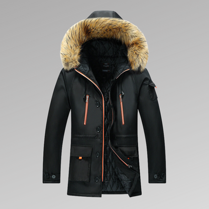 Asger - Hochwertige Winterjacke mit Kunstpelzkragen