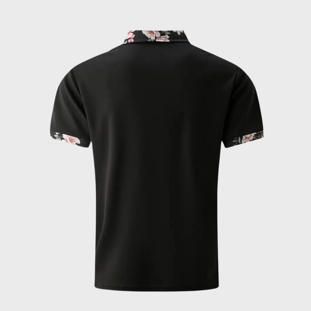 Herren-Poloshirt mit Blumendruck