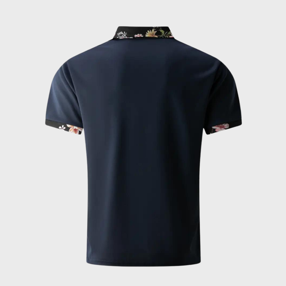 Herren-Poloshirt mit Blumendruck