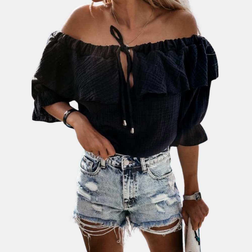 Lässige Off-Shoulder-Bluse mit Rüschen