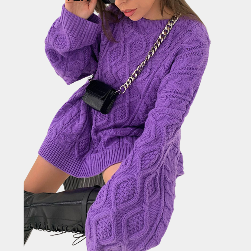 Langer Strickpullover in Übergröße für Damen