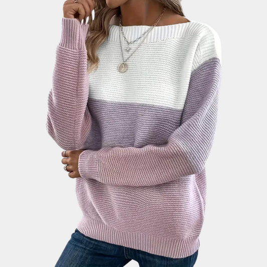 Farbblock-Strickpullover für Damen