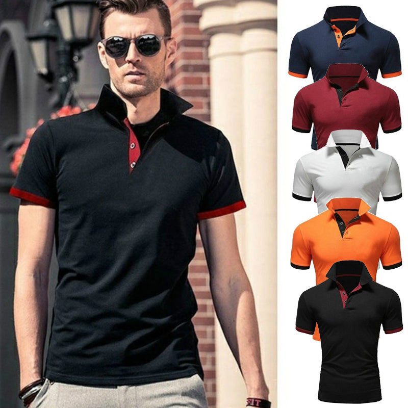 Einfarbiges kurzärmliges Poloshirt für Herren