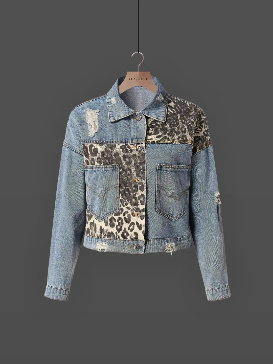 Camille™ – Leoparden-Denim-Jacke