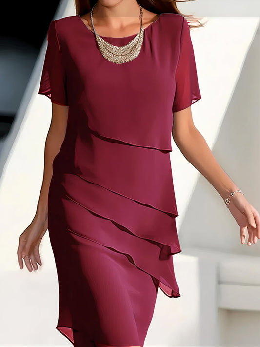 Rotes Kleid mit Stufendetails - Sophie