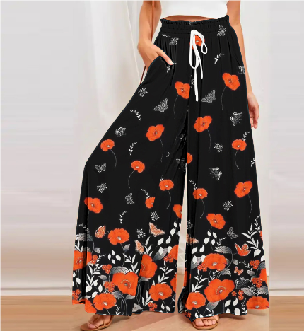 Xaviery | Random Print Sommer Damen Hose | Aprikose