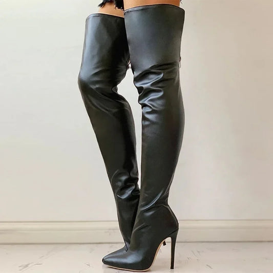 Yassi - Oberschenkelhohe Fashion-Stiefel - Stiletto-Absatz