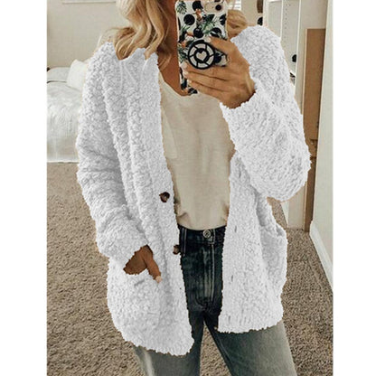 Witte Fuzzy Gebreide Strickjacke - Emma