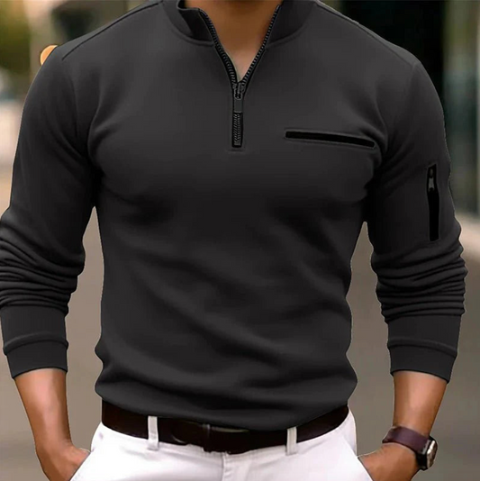 Ason - Herren Pullover mit viertel Reißverschluss