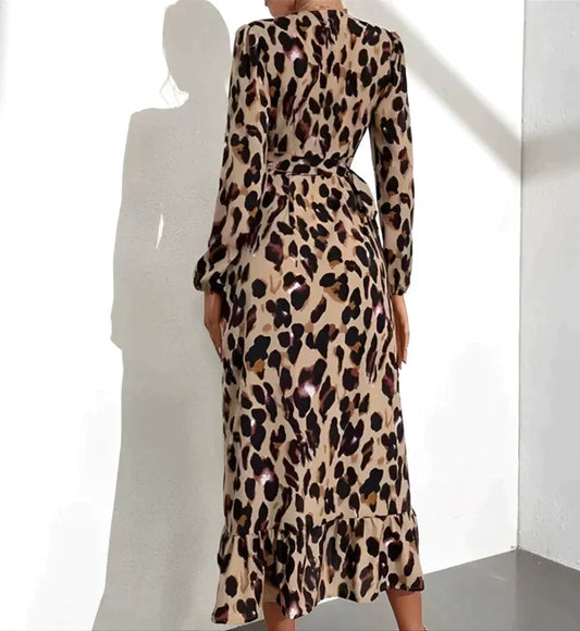 Trendiges Leopardenmuster Maxi-Kleid