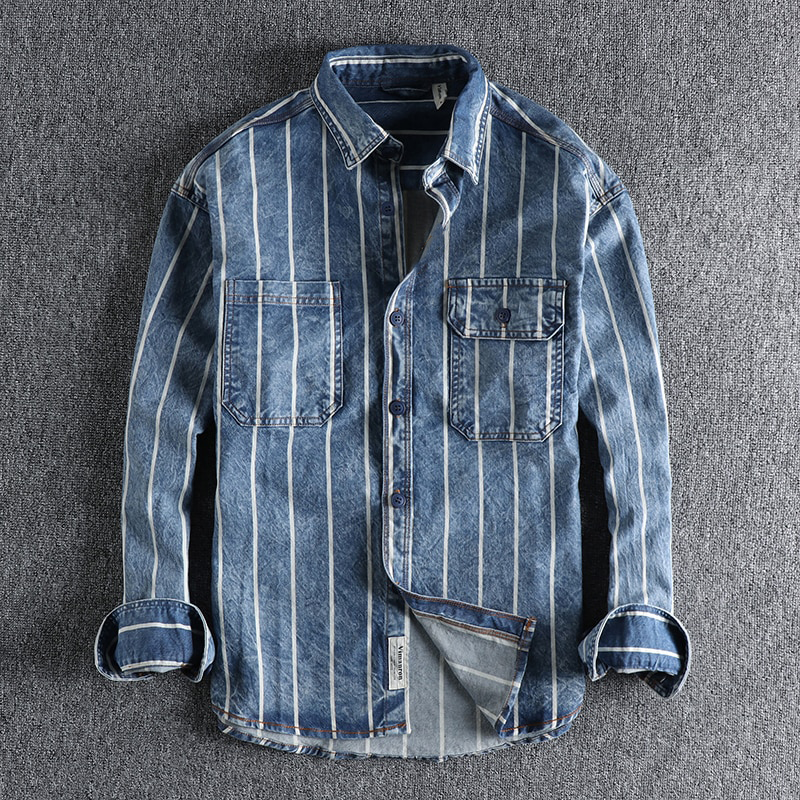 Trendiges gestreiftes Denim-Shirt - Lars