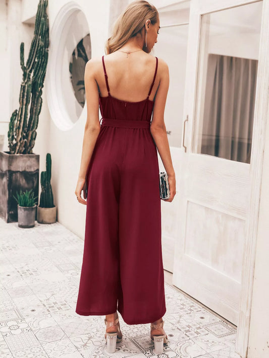 Maeva – Langes Sommerkleid mit Gürtel und Spaghettiträgern