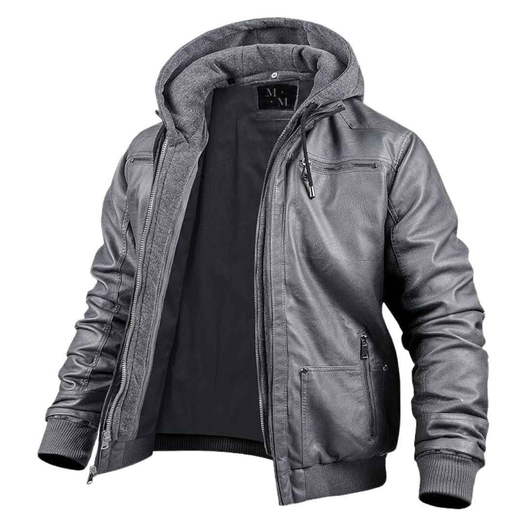 Brayden™ | Premium-Lederjacke mit Kapuze