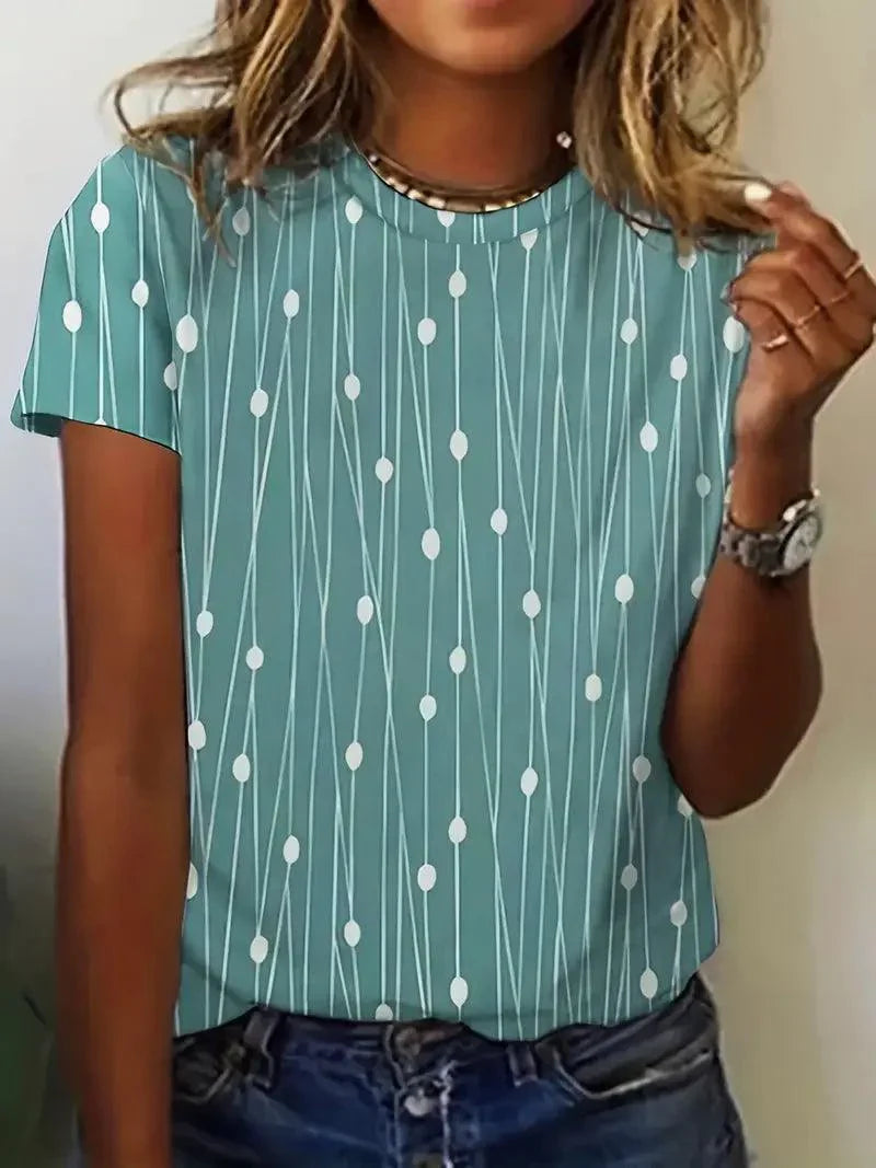 Mary – t-shirt mit rundhalsausschnitt und polka-dot-print