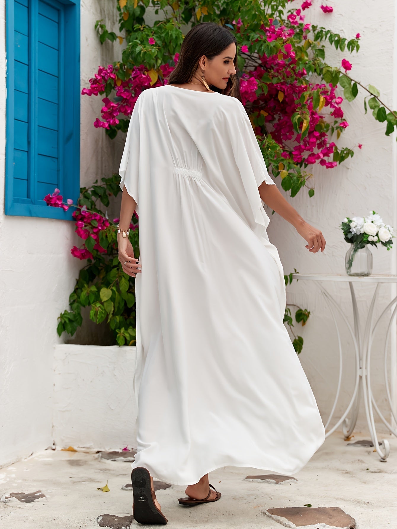 Weißes Maxi-Kaftan Kleid - Emma