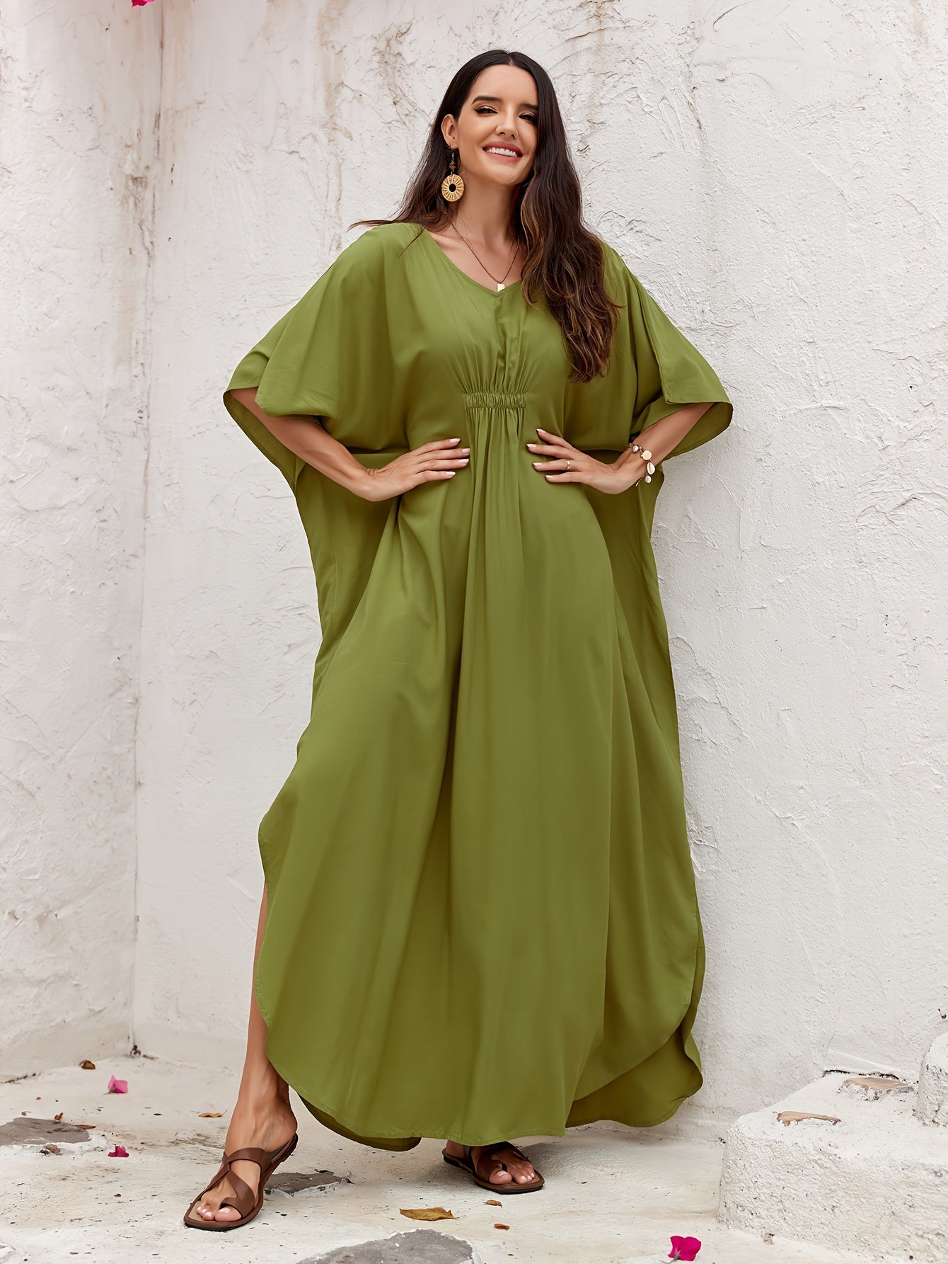 Weißes Maxi-Kaftan Kleid - Emma