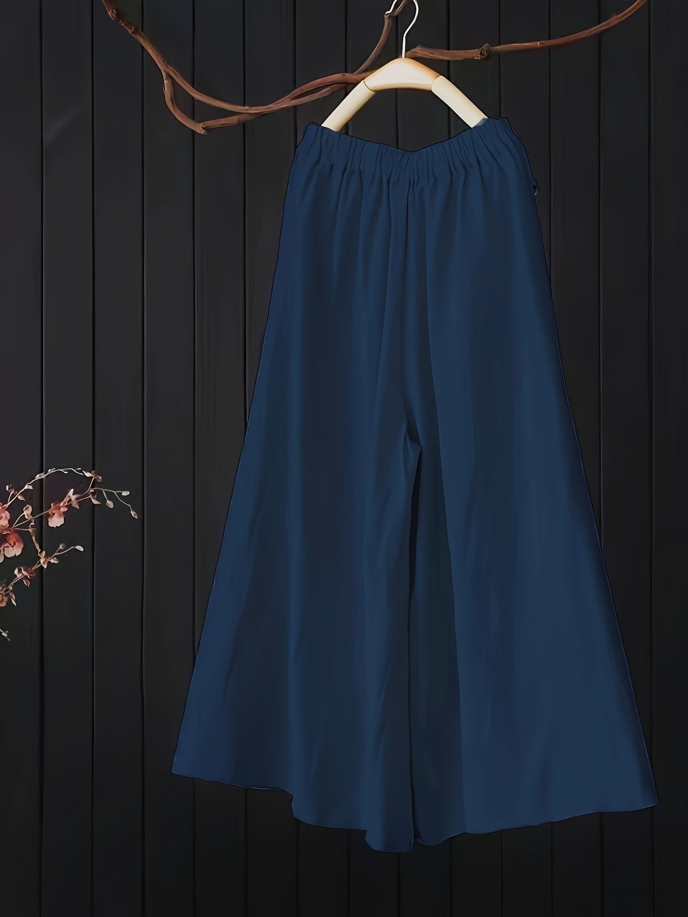 Weite blaue Leinenhose - Clara