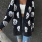 Plus Size Totenkopf-Strickjacke