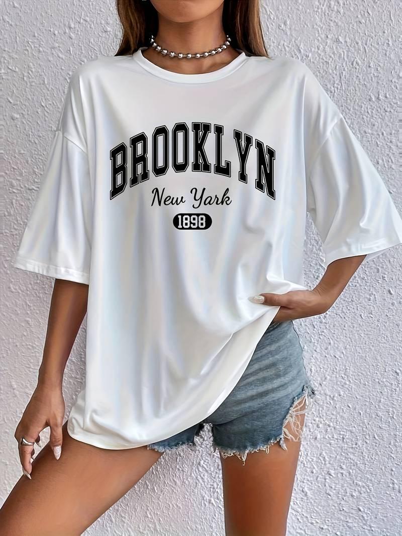 Savannah – stilvolles rundhals-t-shirt mit brooklyn-print