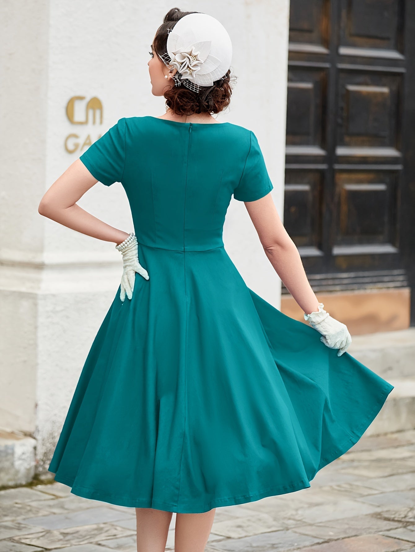 Weißes Vintage-Kleid Midi - Greta